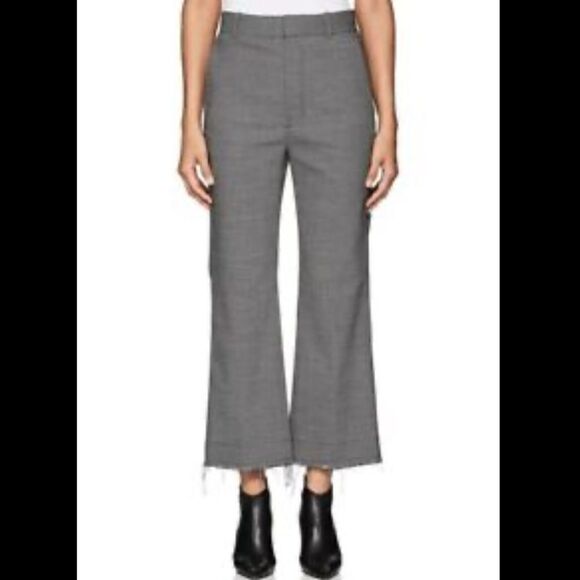 Helmut Lang Wool Blend Cropped Raw Hem Pants - Picture 1 of 8